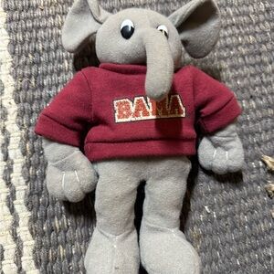 Gray Elephant Plush with Red Sweater